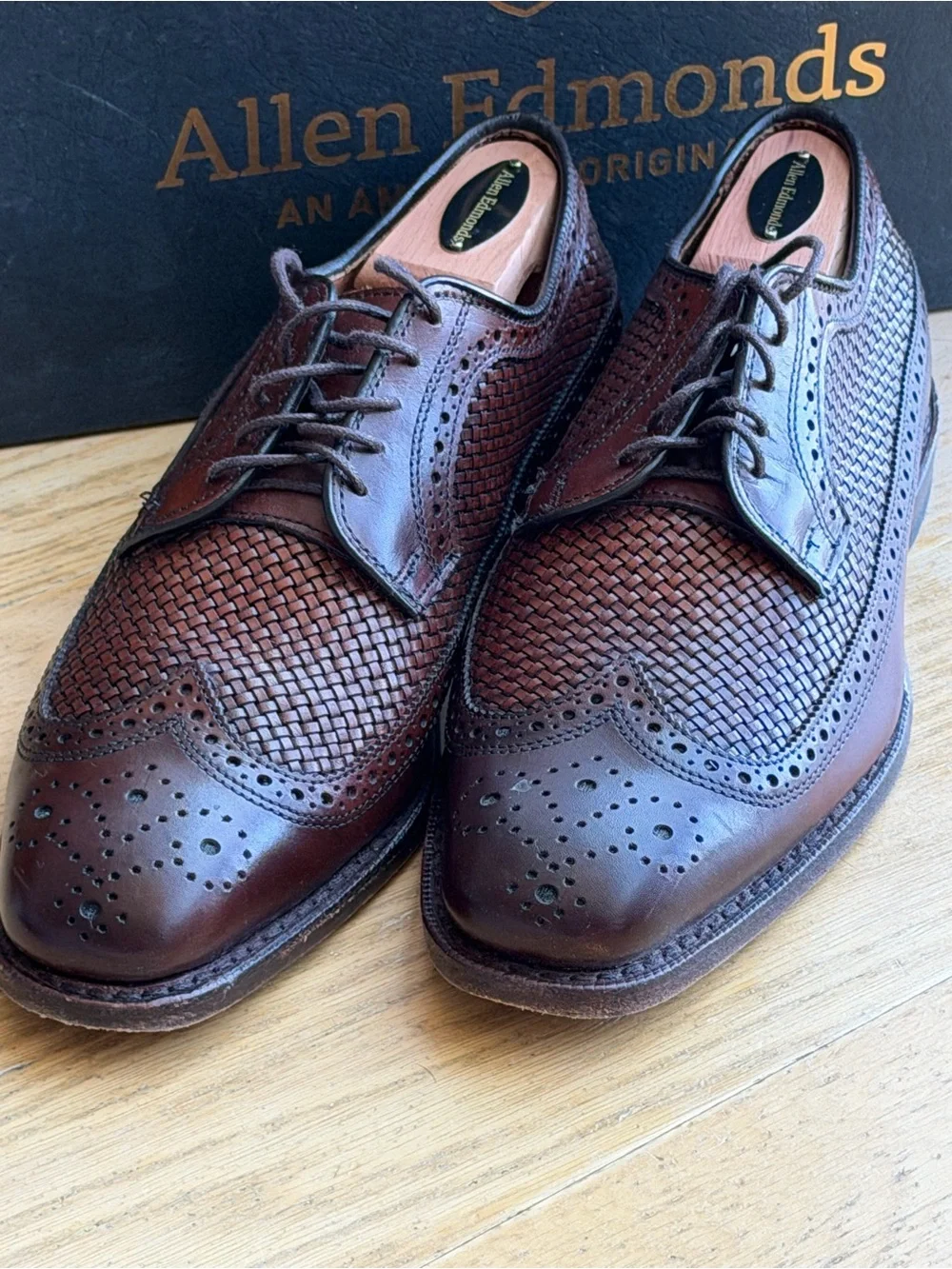 Allen Edmonds Brown Woven Leather Derby Shoes